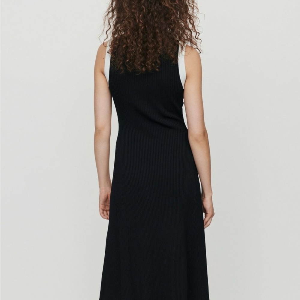 🆕 Maje Split & Contrasting Midi Ribbed Dress - Picture 4 of 11